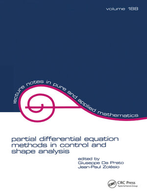 cover image of partial differential equation methods in control and shape analysis